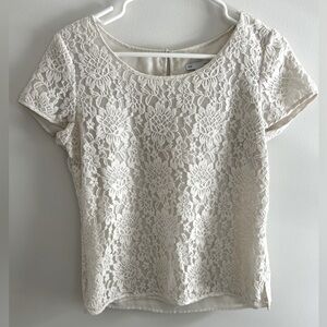 Cream Lace Overlay Blouse in Small